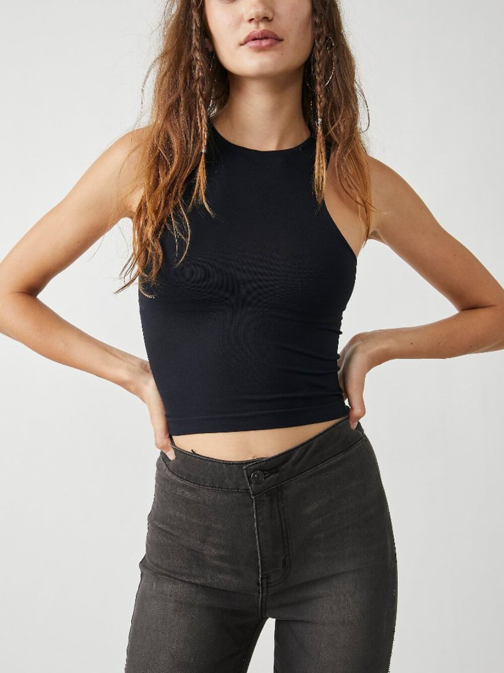Free People Black Cropped Tank Top